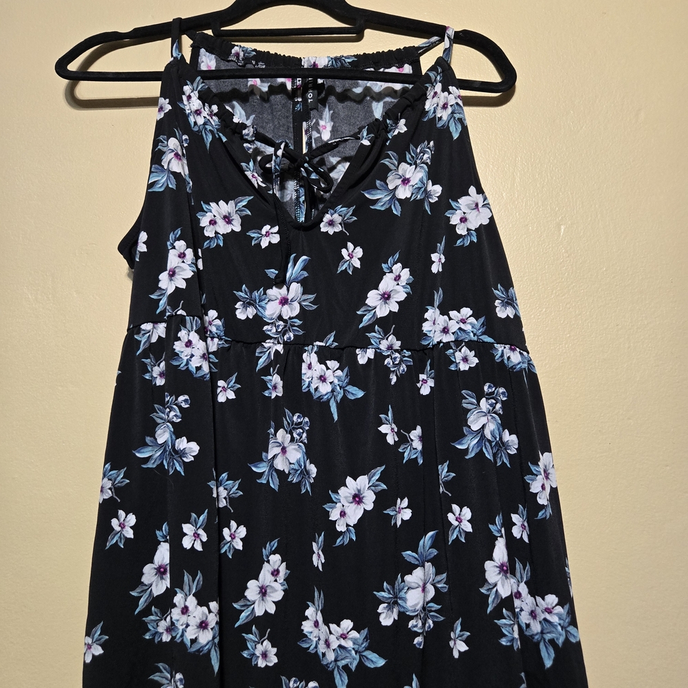 Floral Black Sleeveless Dress